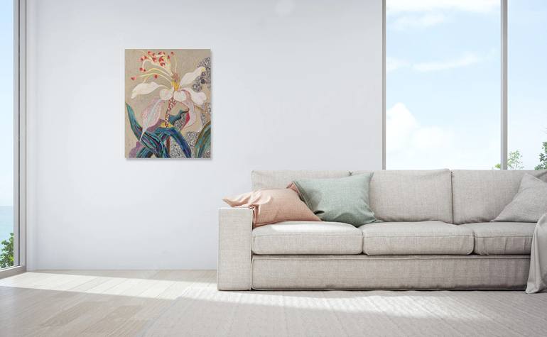 Original Abstract Floral Painting by Jie Song