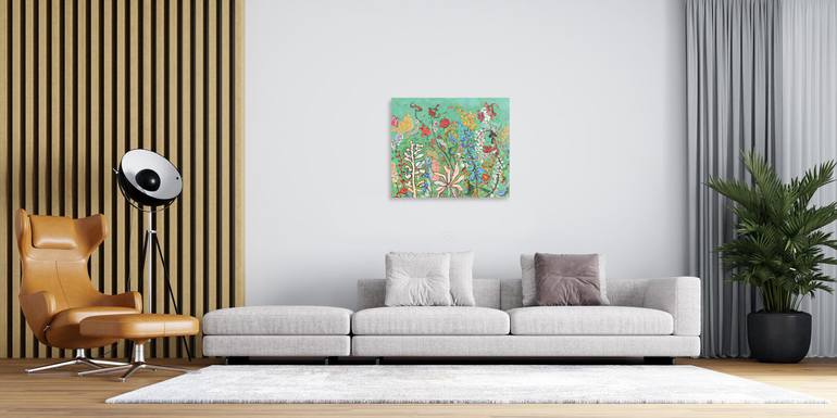 Original Abstract Floral Painting by Jie Song