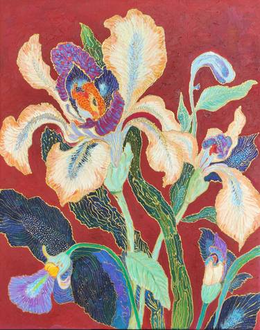 Original Abstract Expressionism Floral Paintings by Jie Song