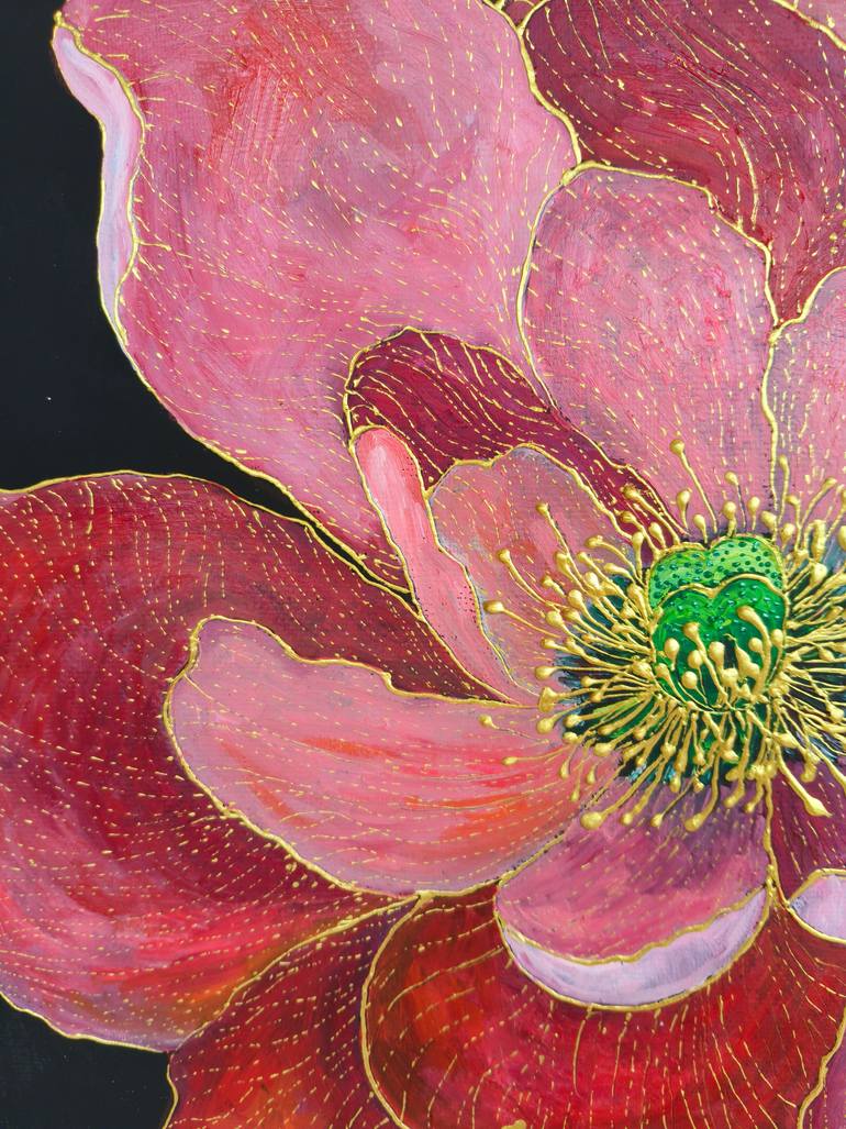 Original Abstract Floral Painting by Jie Song