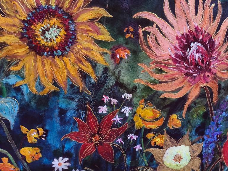Original Abstract Floral Painting by Jie Song