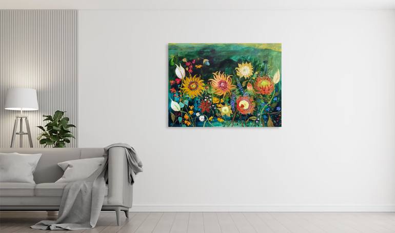 Original Abstract Floral Painting by Jie Song