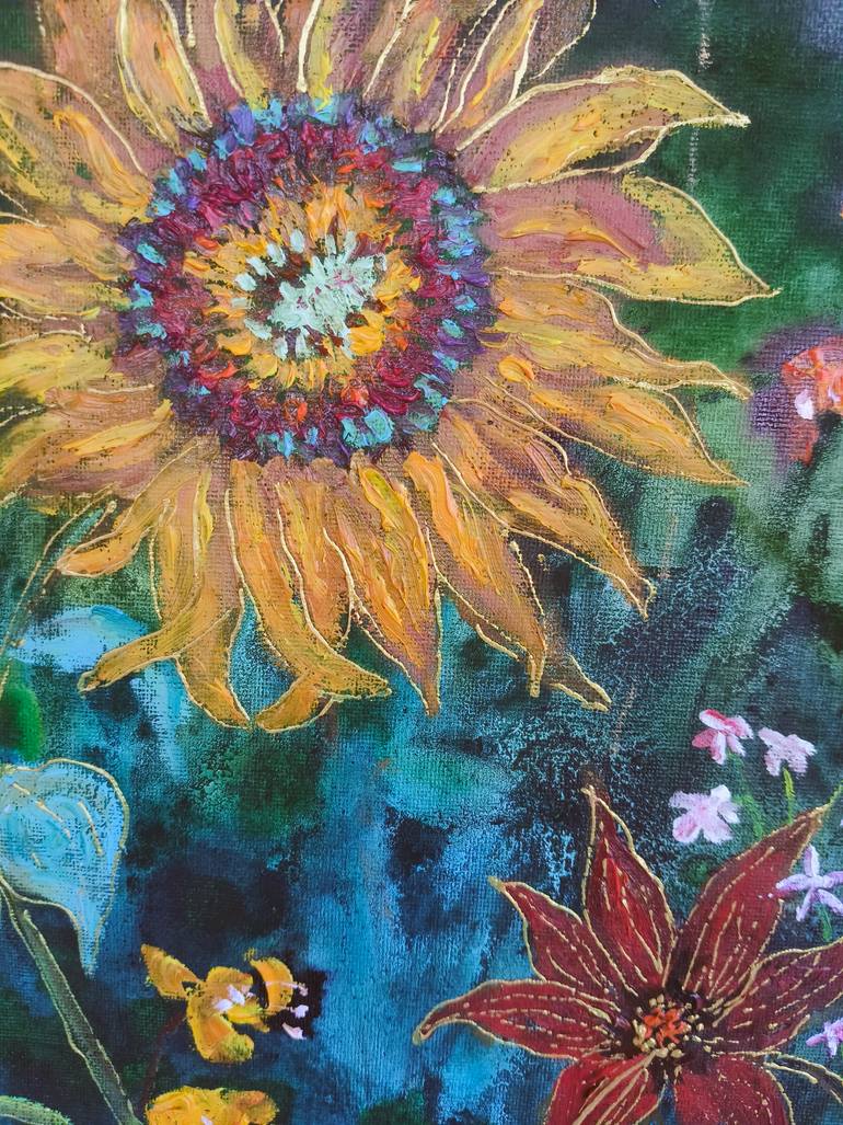 Original Abstract Floral Painting by Jie Song