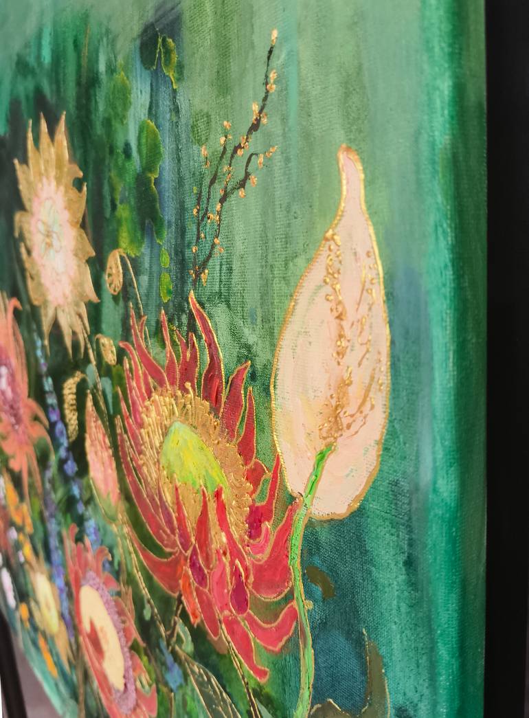 Original Abstract Floral Painting by Jie Song