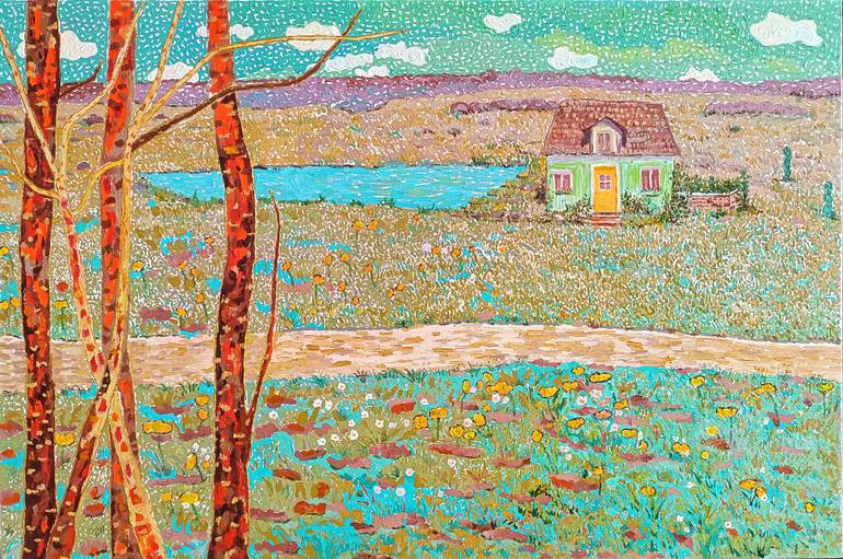 Original Landscape Painting by Jie Song | Impressionism Art on Canvas | Whispers of a Quiet Meadow