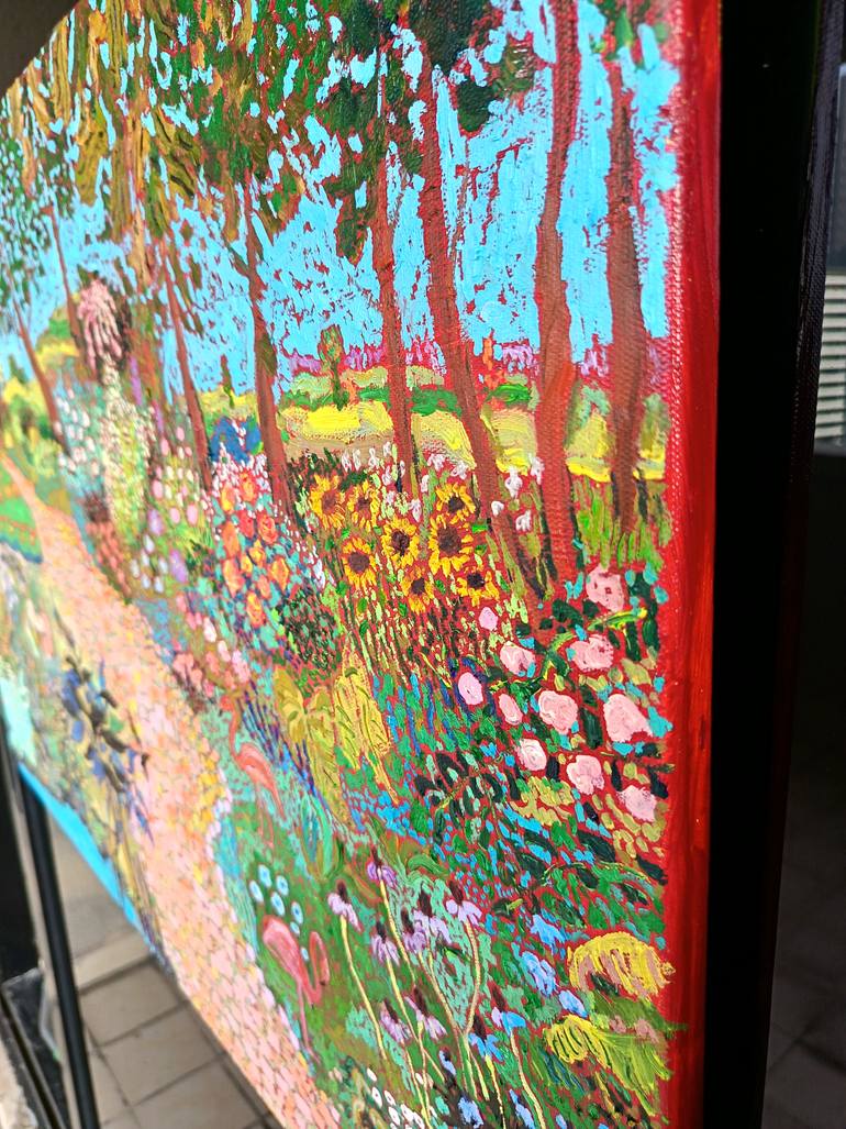 Original Impressionism Garden Painting by Jie Song