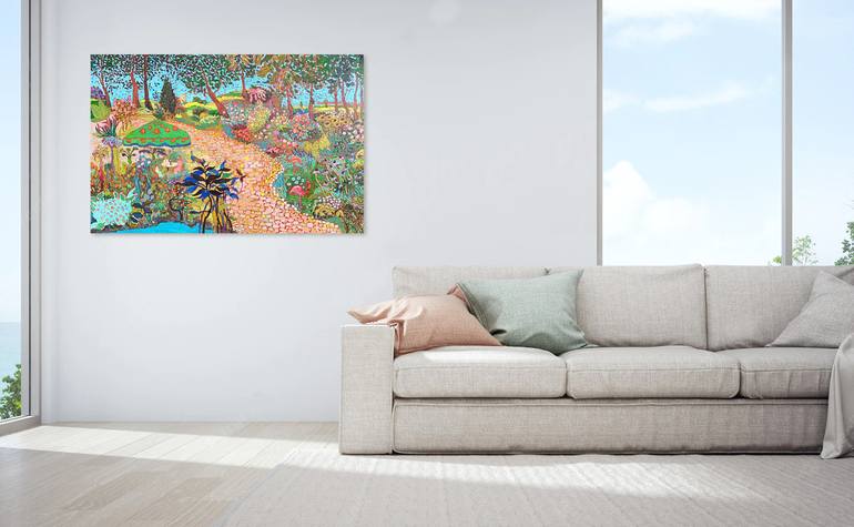 Original Impressionism Garden Painting by Jie Song