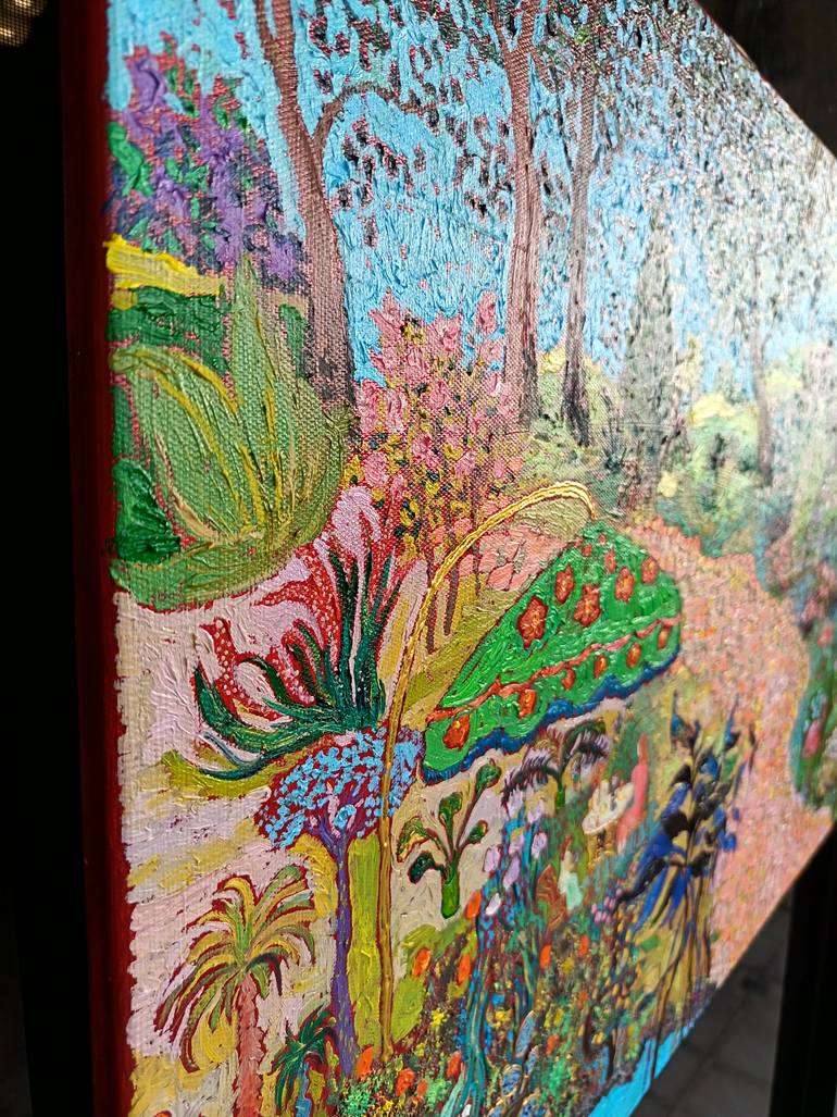 Original Impressionism Garden Painting by Jie Song