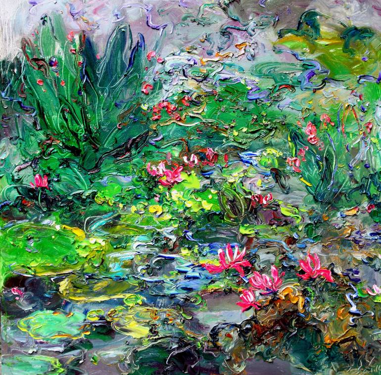 Water lily Painting by Art Trouve Inc | Saatchi Art