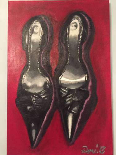Acrylic 3D(shadowed)Pair of Shoes on Canvas thumb