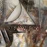 The work "Urban Landscape" is performed on a wooden board. In this work mixed painting and sculpture