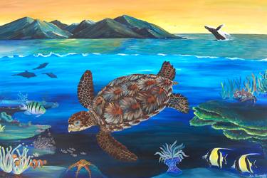 Hawaiian Turtle, Ocean Seascape thumb