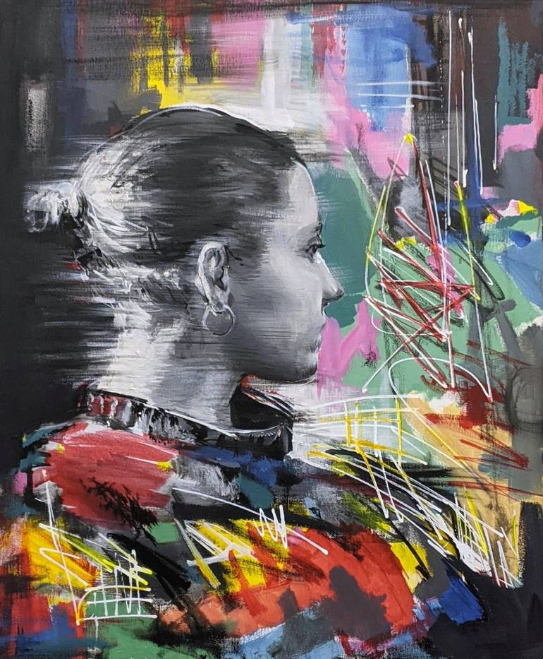 Original Black & White Women Paintings by Roman Rabyk