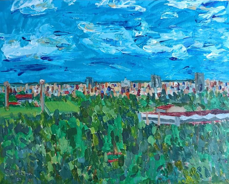 Original Landscape Painting by Daddy Noob | Abstract Art on Canvas | THE BEST ROOM IN OUR LITTLE APARTMENT
