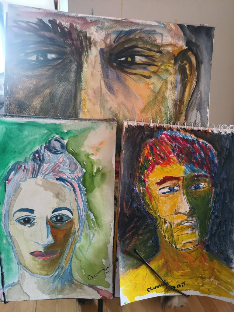 Original Expressionism People Painting by Daddy Noob
