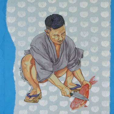 Original Figurative Men Paintings by Shinji Horimura