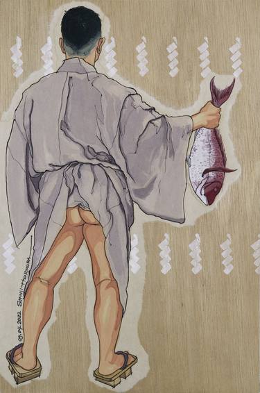 Original Figurative Men Paintings by Shinji Horimura