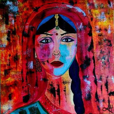 Original Abstract Expressionism Portrait Painting by Emmanuelle hildebert