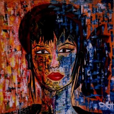 Original Abstract Expressionism Portrait Painting by Emmanuelle hildebert