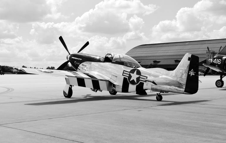 Original Other Photography by Richard Latoff | Documentary Art on Canvas | P51D On the Tarmac - Limited Edition 1 of 50