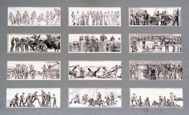 National WWII Memorial Atlantic Bas-Relief Panel Photograph Of Drawings - Limited Edition of 50 thumb