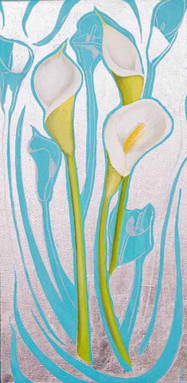 Original Art Deco Floral Paintings by Anna Ovsiankina