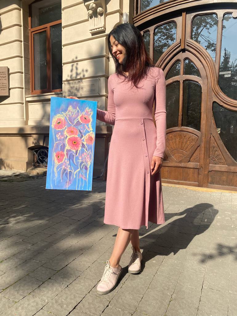 Original Art Deco Floral Painting by Anna Ovsiankina