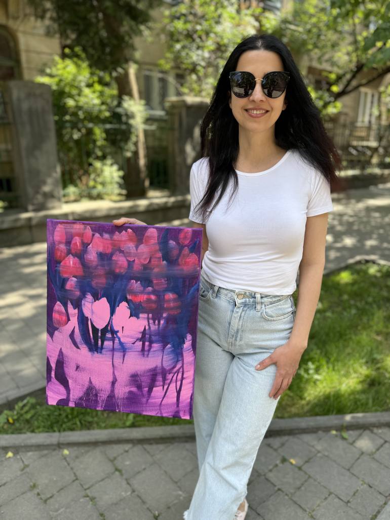 Original Abstract Expressionism Floral Painting by Anna Ovsiankina