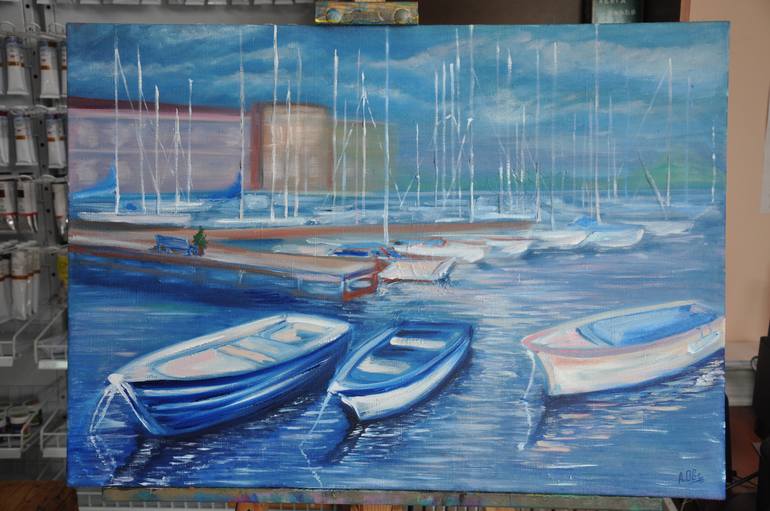 Original Yacht Painting by Anna Ovsiankina