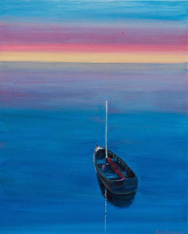 Original Minimalism Boat Paintings by Anna Ovsiankina