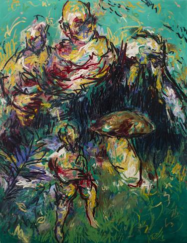 Original Expressionism People Painting by Jan Bohus