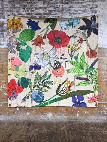 Original Street Art Floral Paintings by Evan Paul English