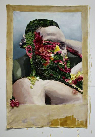 Saatchi Art Artist Evan Paul English; Paintings, “Self-Portrait in Oil and Flower Petals” #art