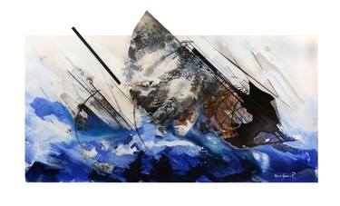 Original Abstract Expressionism Boat Painting by Ximena Gumucio Piedrabuena