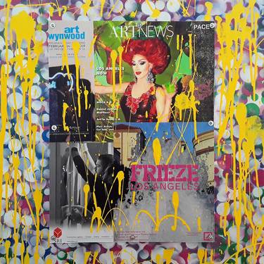 Multi Dots Art News Collage Painting By Jim Richards thumb