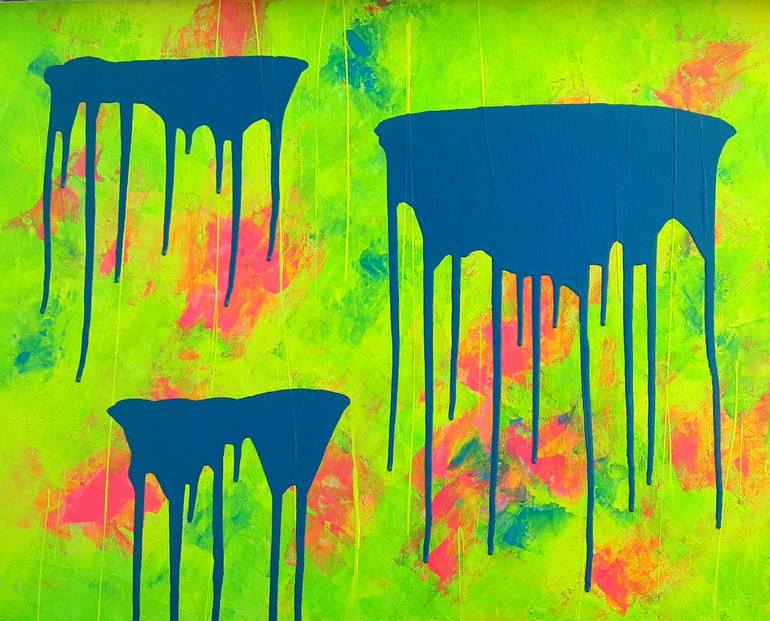 Jim Richards XL spray paint neon drip painting on canvas Painting by Jim  Richards