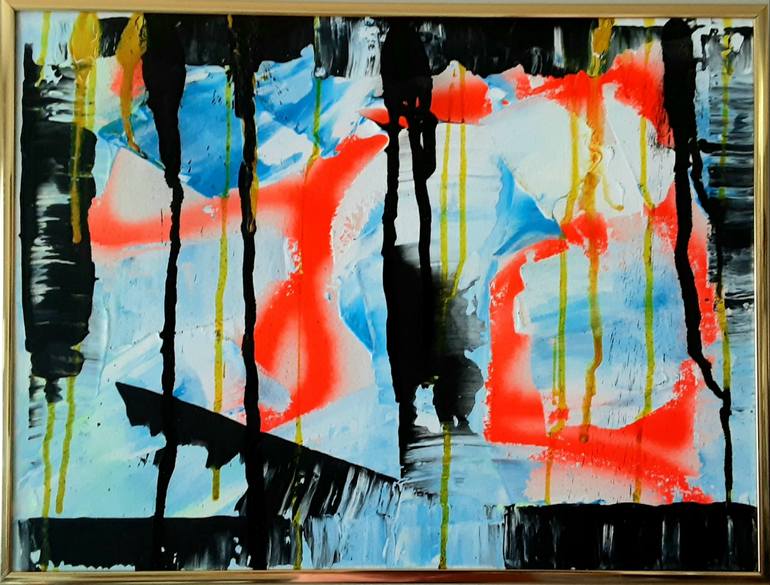 Jim Richards XL spray paint neon drip painting on canvas Painting by Jim  Richards