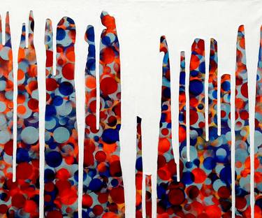 Abstract dots drip painting original Jim Richards signed Yayoi Kusama style thumb