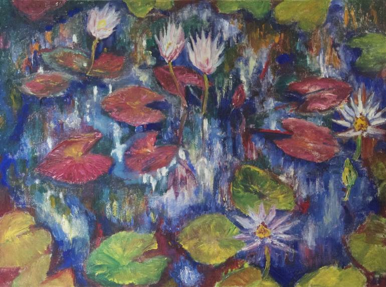 Water Lily Pond Painting by Ragnit von Mosch | Saatchi Art