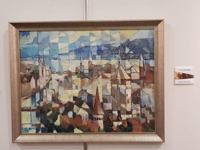 Original Cubism Cities Painting by Vladislava Yakovenko