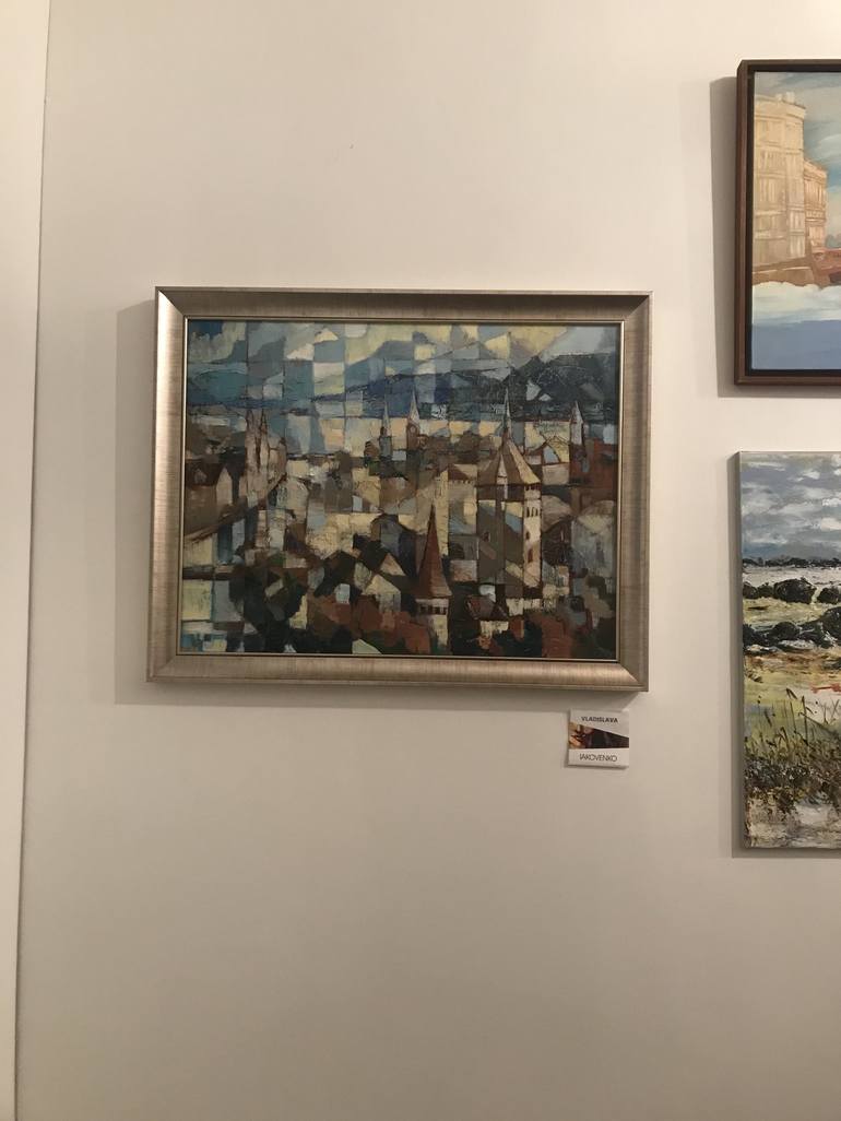 Original Cubism Cities Painting by Vladislava Yakovenko