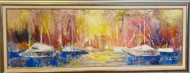 Original Abstract Expressionism Boat Paintings by Vladislava Yakovenko