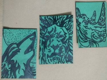 ACEO Wildlife Series 1 ( SET of 3 Artist Cards of 2.5inX3.5in) thumb