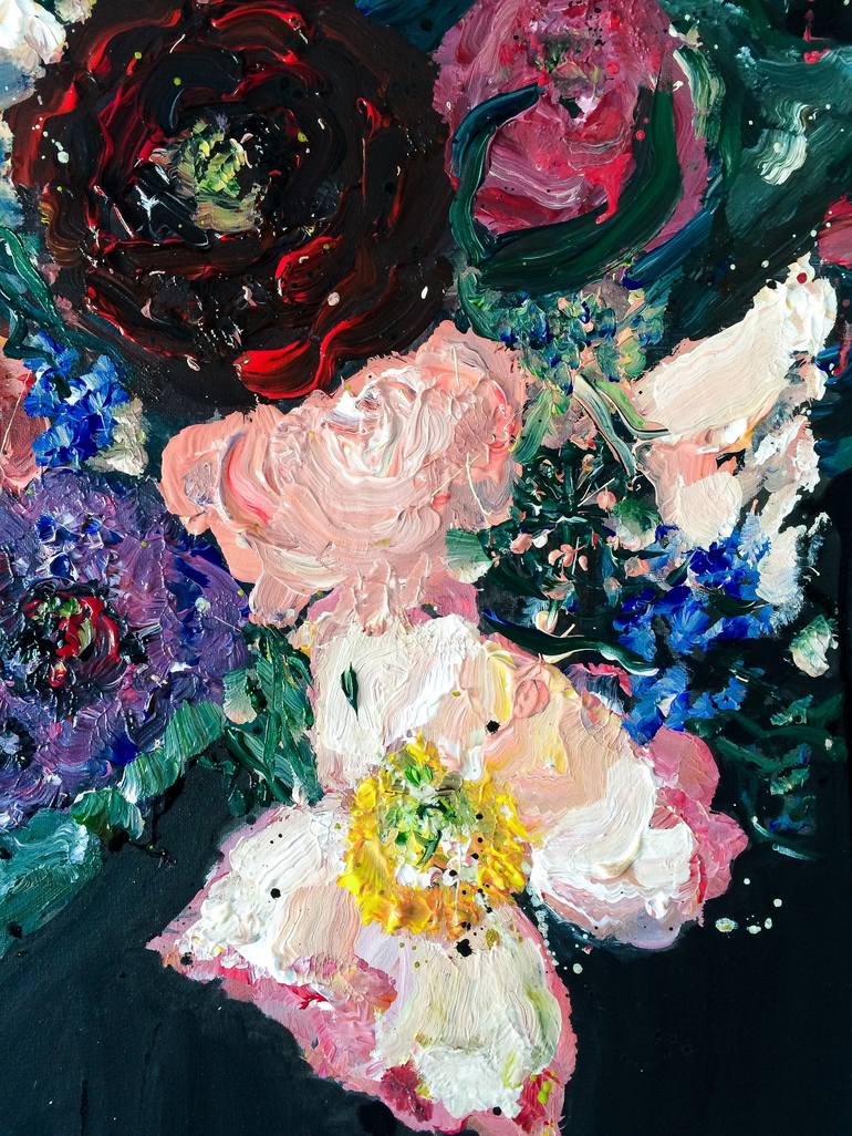 Original Abstract Floral Painting by Elizabeth Power