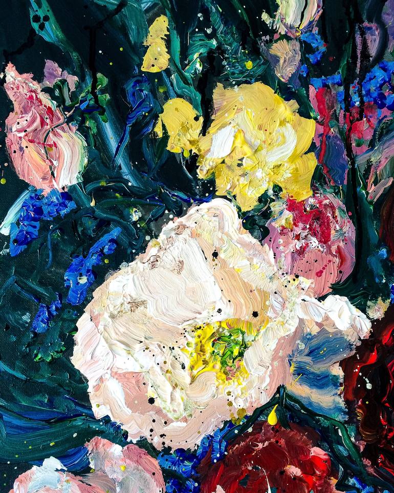 Original Abstract Floral Painting by Elizabeth Power