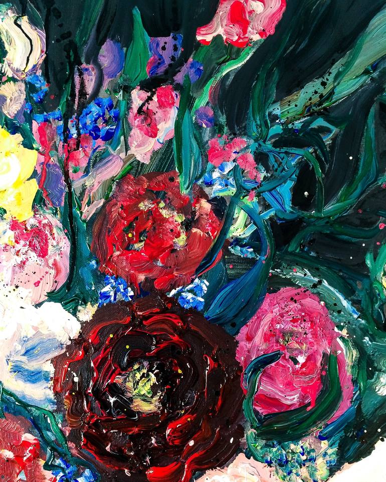 Original Abstract Floral Painting by Elizabeth Power