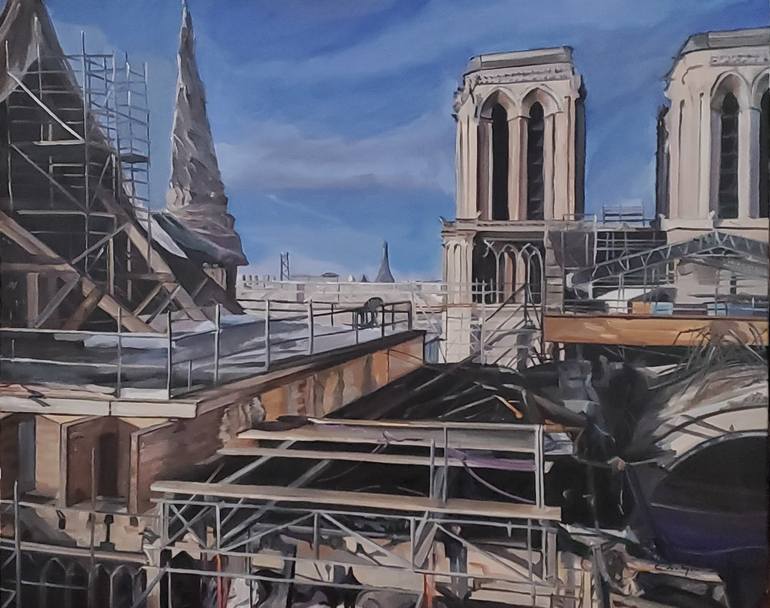 Original Architecture Painting by Christel Soubeyre | Figurative Art on Canvas | Resilience