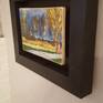 Abstract very small Dordogne landscape. Oil on primed board. Textural painting distressed around the edges. Framed in a bespoke modern floating box frame. Ready to hang. Signed and dated on the reverse side.