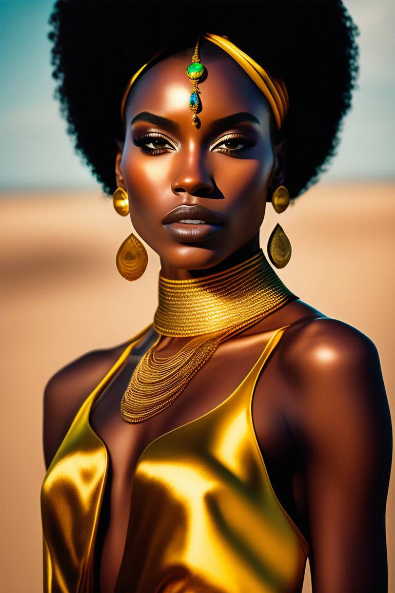 Golden tribal queen - Print