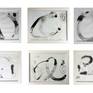 One of several free-form drawings of an incandescent sort. They are  intuitive and abstract, and symbolically suggestive in wherever they take you. Done with archival ink and wash upon  fine-art paper. Part of the Book of Incantations, I think of these works as inspirational, with a bit of magic. With simple white frame, no mat. See collection of six together on wall.